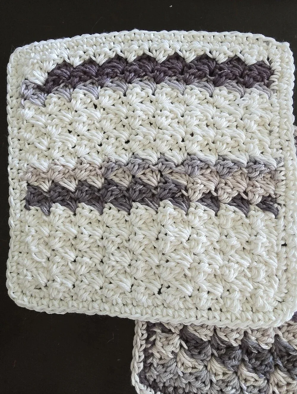 2pc Handcrafted Crochet Dishcloth Set 7x7 Eco-Friendly Cotton Neutral Cottage